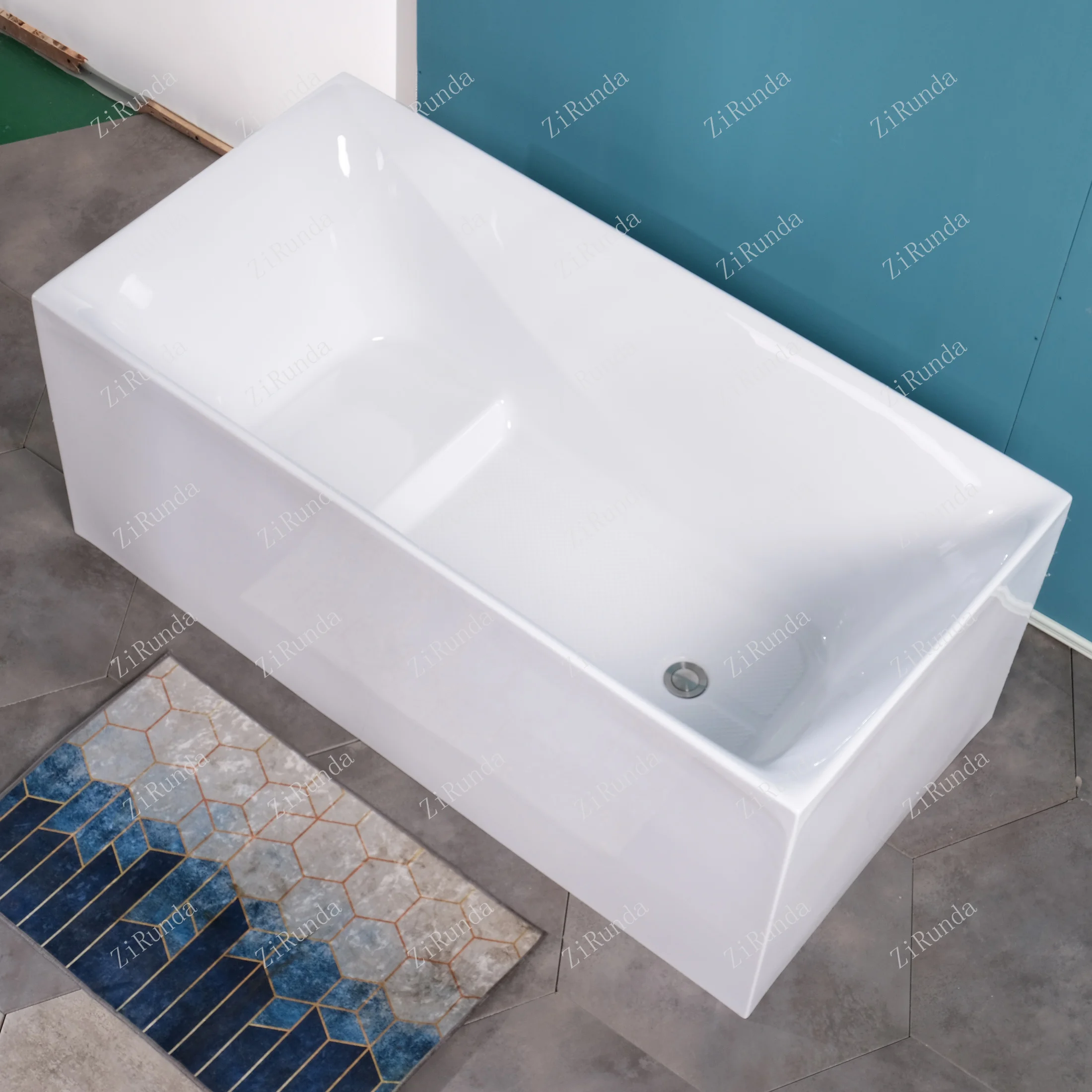 *Adult bathtub deepened household small apartment seamless integrated freestanding acrylic square