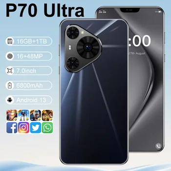 HOT 2025 NEW P70 Ultra Android Smartphone 5G Dual Sim Cellphones 7.0inch HD Cell Phone Original Global Version Mobile Phone