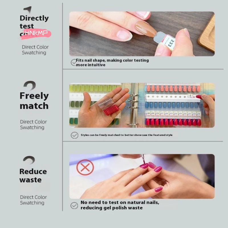 Magnetic Tips Nail Art Swatch Book-48/96/144/192 Colors Large Acrylic Works Display Manicure Color Test Storage Card