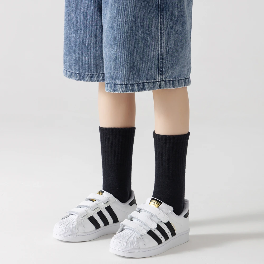 5 Pairs 100% Cotton Children Long Tube Socks Girls Boys Baby Autumn Winter Warm White Black Student Sports Socks for 1-12 Year 5