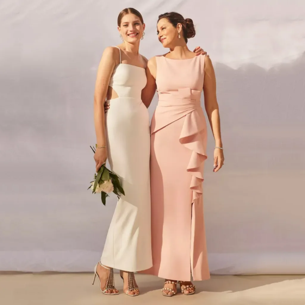 

Elegant Boat Neck Pleat Ruffles High Slit Mother of the Bride Dresses Women's Wedding Guest Gowns For Party Custom Made
