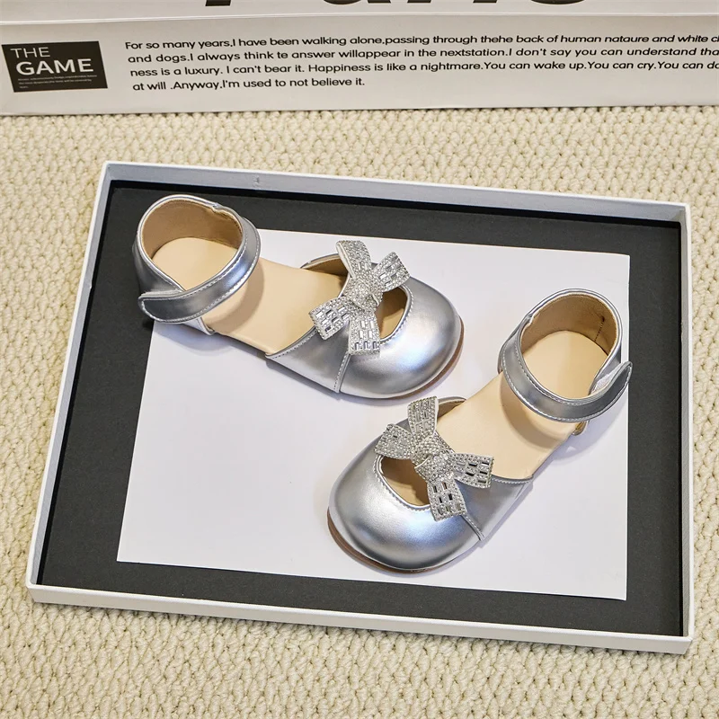 Girls Summer Sandals with Shiny Bow Non Slip