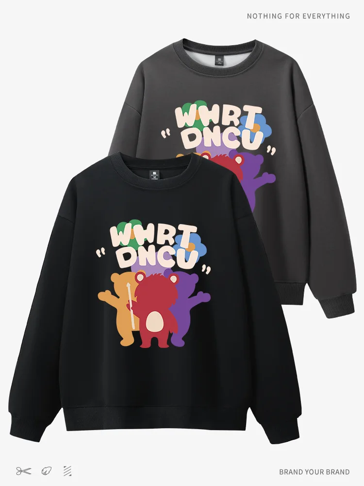 CGC Korean Fashion Cartoon Print Loose Sweatshirts Women Spring Autumn Casual O-Neck Pullovers Pure Cotton y2k Hoodies
