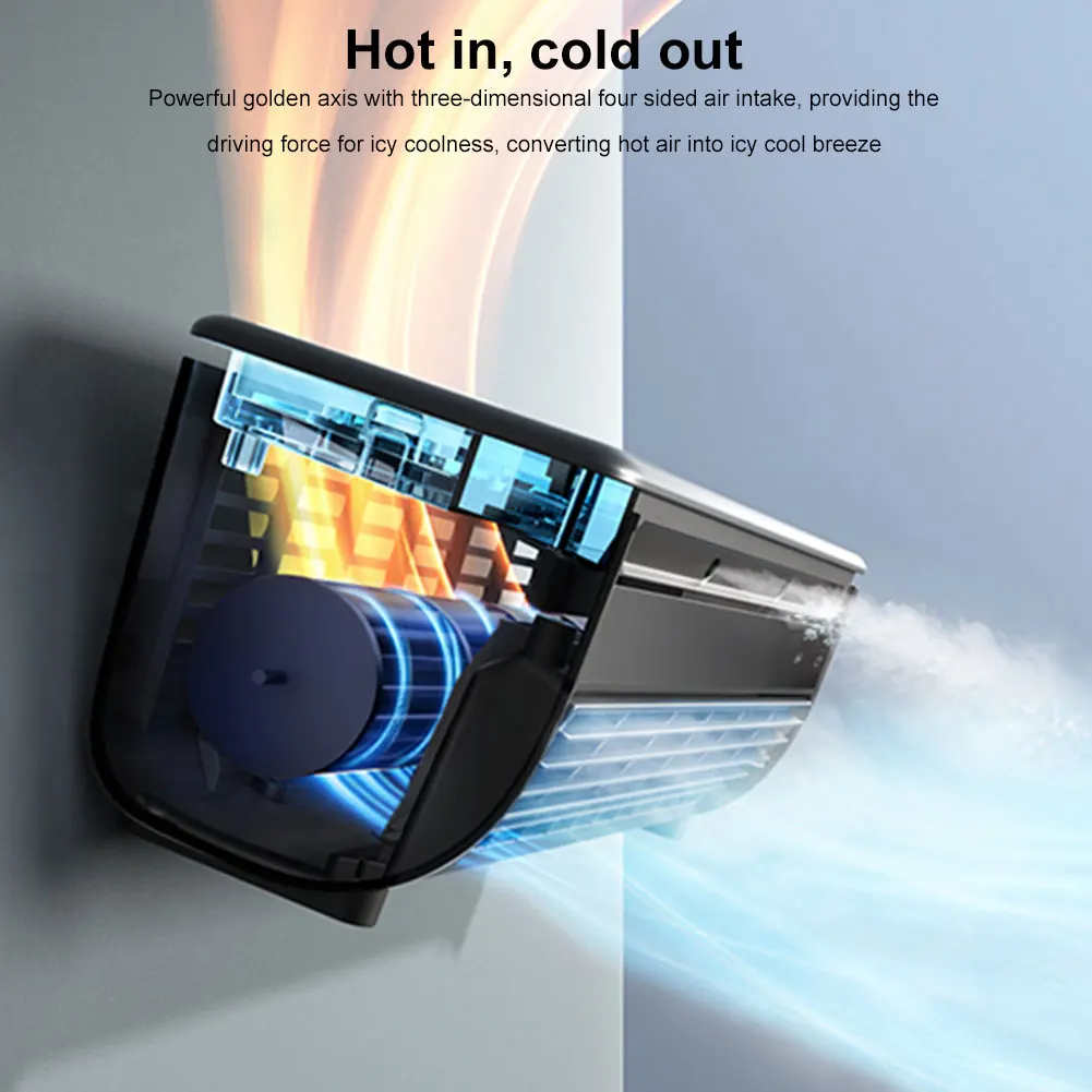 6000mAh Wall-Mounted Air Cooling Fan 15W Power Quick Cooling Easy To Install Leafless Home Kitchen Office Air Conditioning Fan