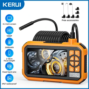 KERUI Single/Dual Lens Endoscope Camera Semi-Rigid Snake Camera with 4.3" IPS 1080P Sewer Camera 2600mAh Battery for Pipeline 1