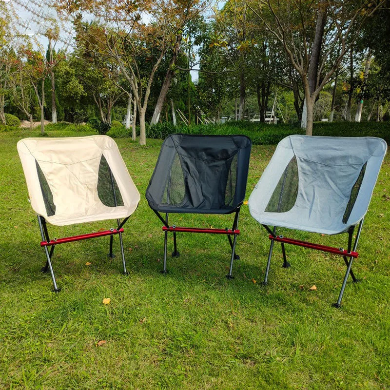 Foldable Chair with Back Support Portable Aluminum Alloy Camping Beach Chair Outdoor Folding Lightweight Relaxing Trips Chairs