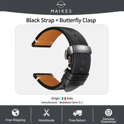Premium Handmade Leather Smartwatch Band Strap - Elegant and Versatile Bracelet - 21mm (HD Black S)