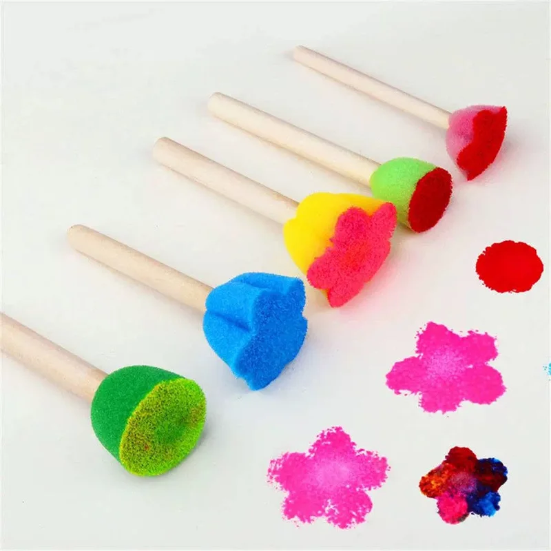 5-Piece Sponge Seal Brush Set with Anti-Slip Handles for DIY Painting and Printing