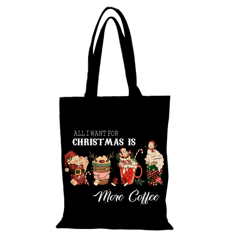 Damentaschen Frohe Weihnachten Canvas Einkaufstasche Frau Neujahr Geschenk Cartoon Handtaschen Damen Umhängetasche Sac De Courses Eco Shopper – Detail 9