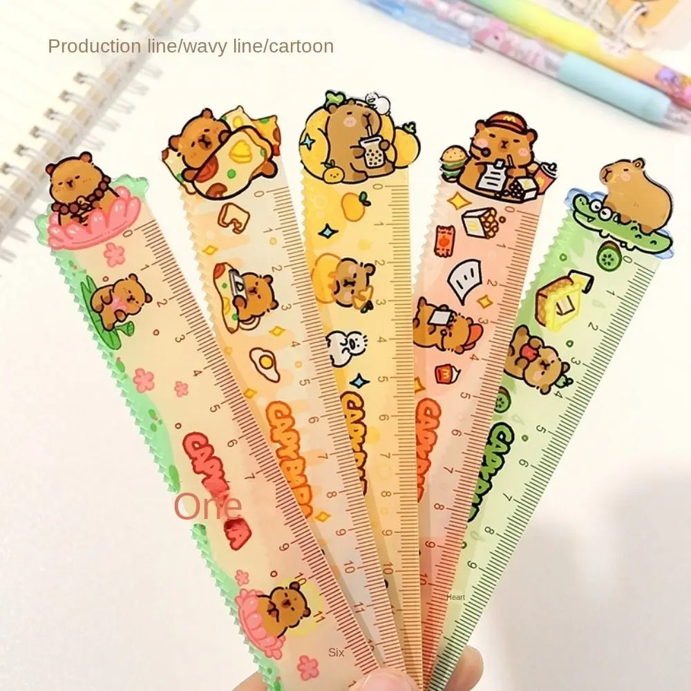 15cm Capybara Ruler School Office Supplies Wavy Lines Drawing Tools Acrylic Cute Cartoon Straight Ruler Standard Measuring Tool stainless steel ruler triangle ruler ruler set drawing ruler straight ruler folding ruler metal ruler plastic ruler quilting ruler rotatable ruler