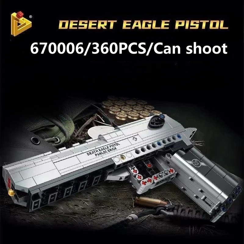 

Panlos Military Series Desert Eagle Pistol Building Block Gun WW2 Soldier Weapon Bricks Model Kids Toys 360PCS