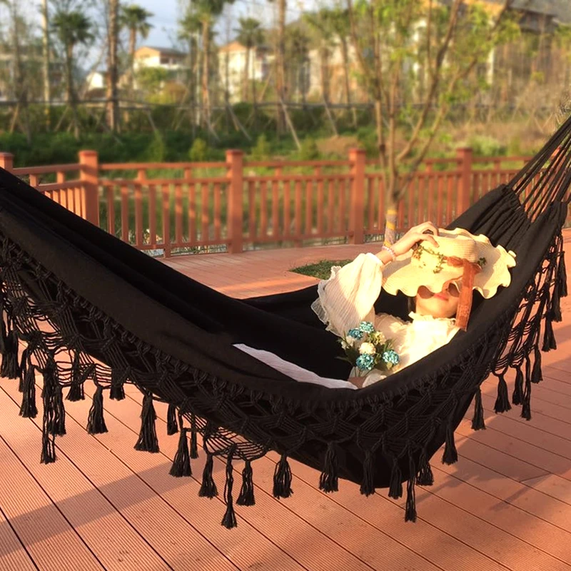 Description Picture 6 of itemDeluxe Double Hammock Outdoor Nordic Swing Hanging Macrame Camping Hammock Chaise Sleeping Hamacas Jardin Exterior Equipment