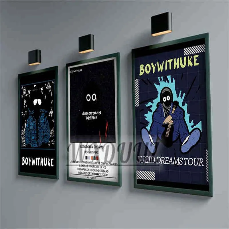 B-Boywithuke 팝 음악 앨범 커버 포스터, 미적 래퍼, 힙합 록, 루시드 드림 투어, 독성 캔버스 프린트, 벽 아트 룸 장식 