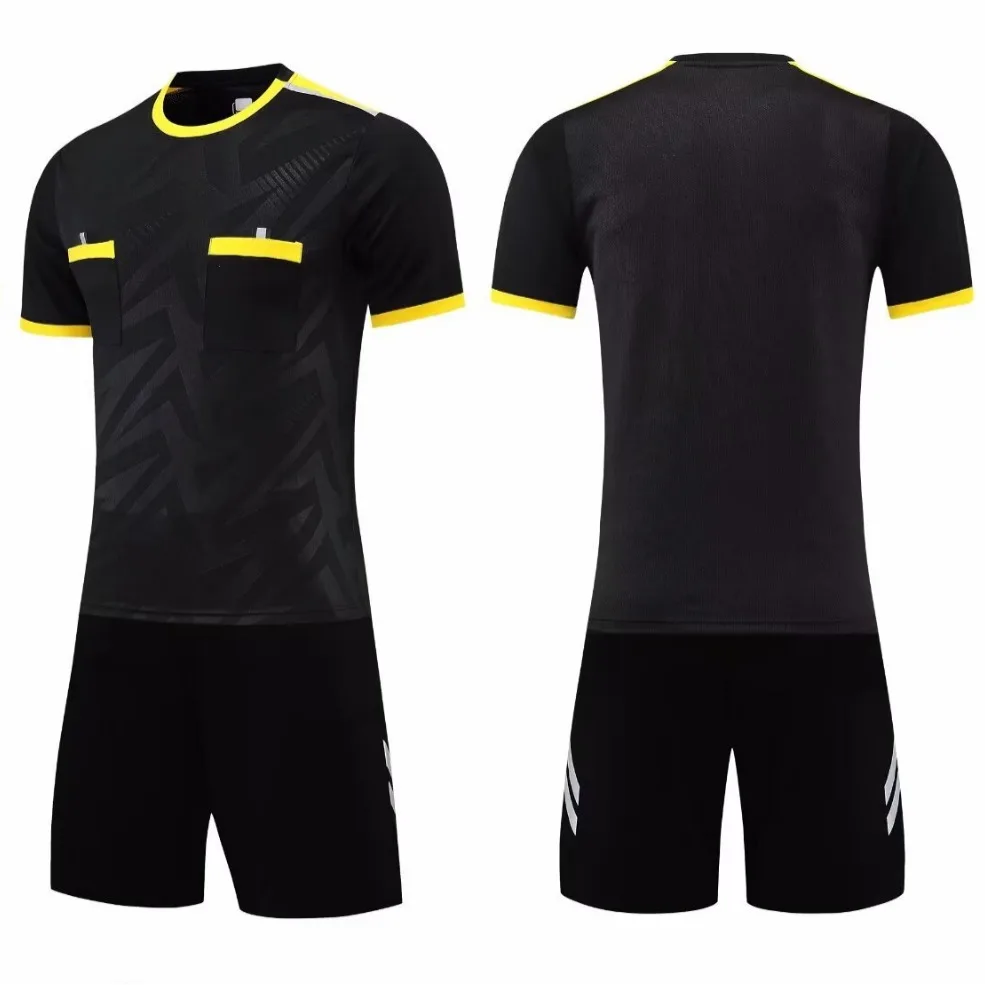 Men's Referee Soccer Jerseys - Short Sleeve Sportswear with Pockets