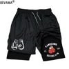 Men's compression gym shorts, boxing printed sports pants, double layered, quick drying, basketball, beach, muscle, fitness 1
