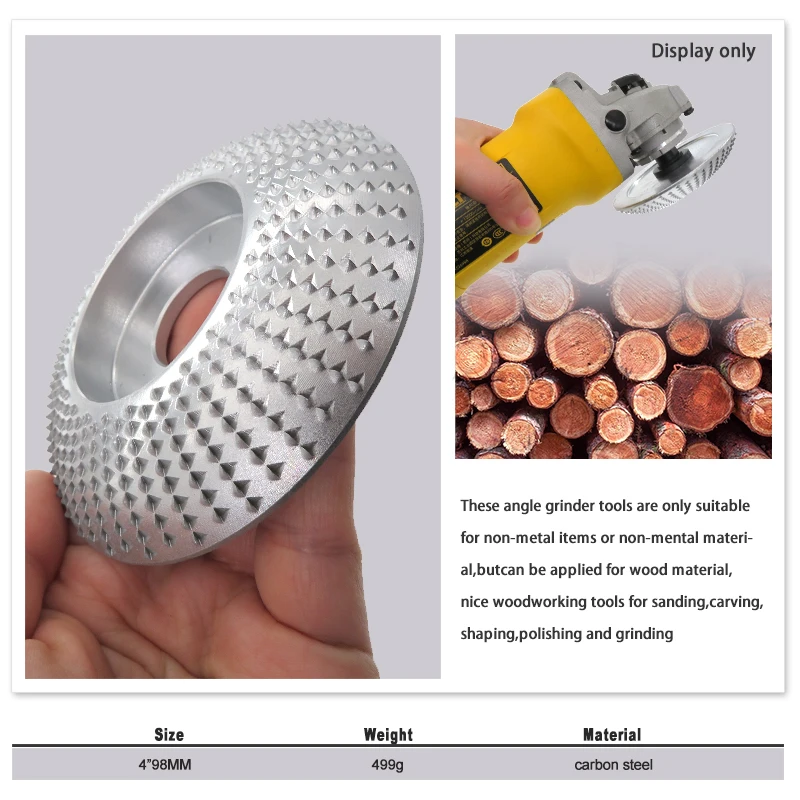 Wood Grinder Shaping Disc Wood Angle Grinder Bore Tungsten Carbide  Woodworking Angle Grinder Attachment For Sanding Carving Shaping Polishing  (Disc)