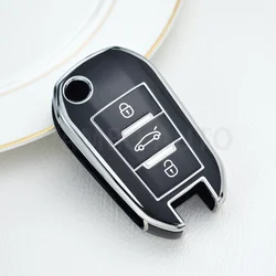 Premium TPU Car Key Case Remote Cover - Sleek Auto Accessory (Silver Edge Black)
