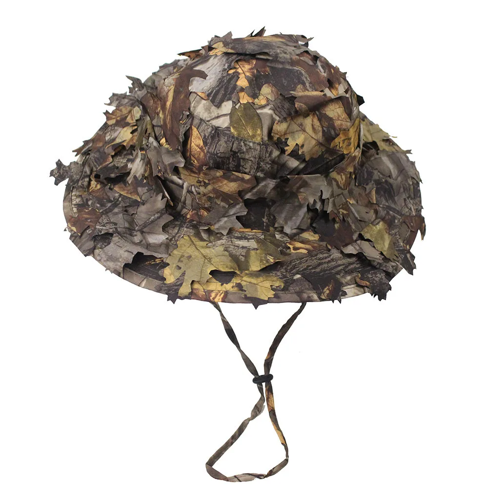 Men's Camouflage Boonie Hats 3D Leaves Camo Tactical Cap Ghillie Caps