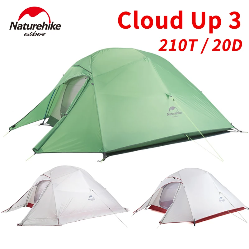 Naturehike Cloud Up 3 Person Tent Ultralight Camping Outdoor Hiking Travel Backpacking Shelter Tent Waterproof Nylon Portable