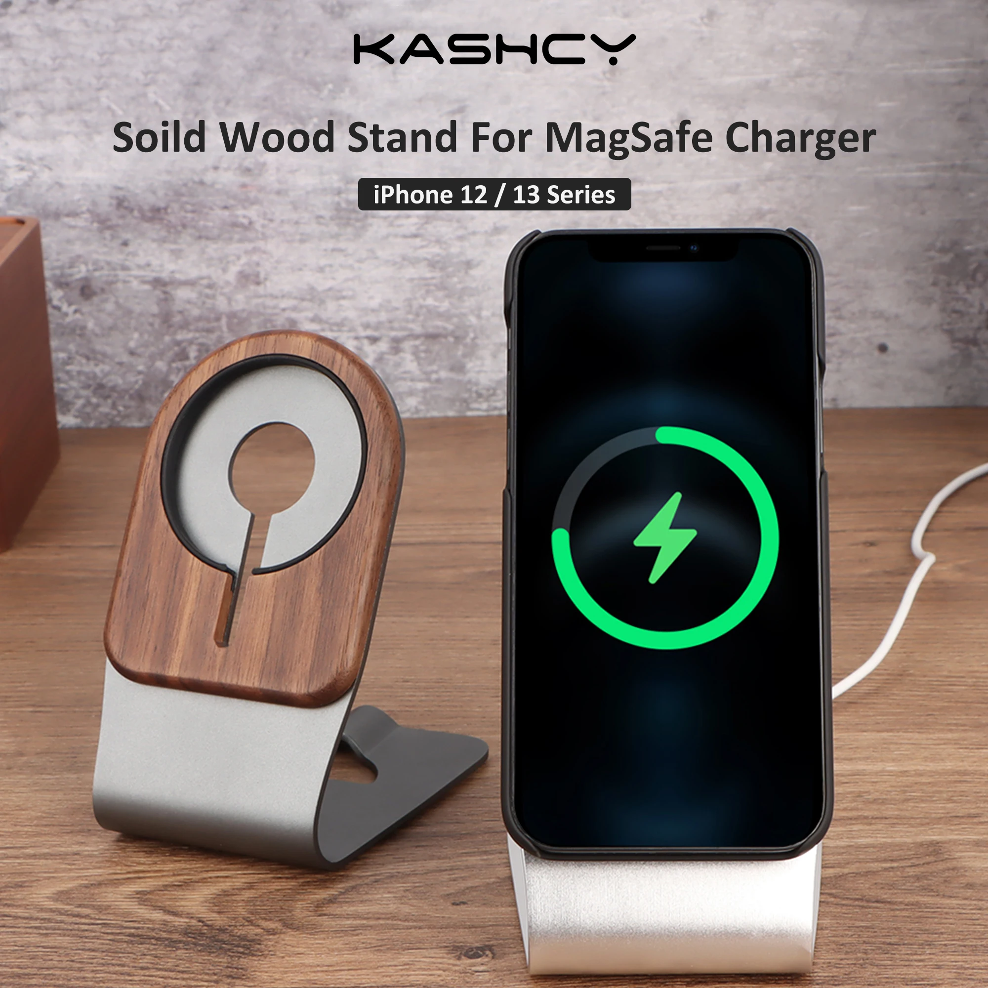 

Подставка Soild из древесины ореха, для зарядного устройства Apple MagSafe, совместима с iPhone 13 Mini, Pro, Max, 12 серии