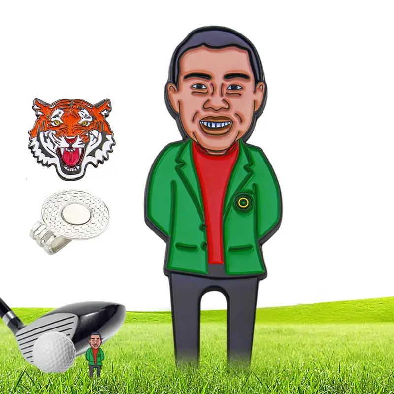 

Инструмент для ремонта Divot, забавный инструмент для гольфа, яркий маркер для мячей, аксессуары для гольфа, многофункциональный зажим для шляпы для гольфа