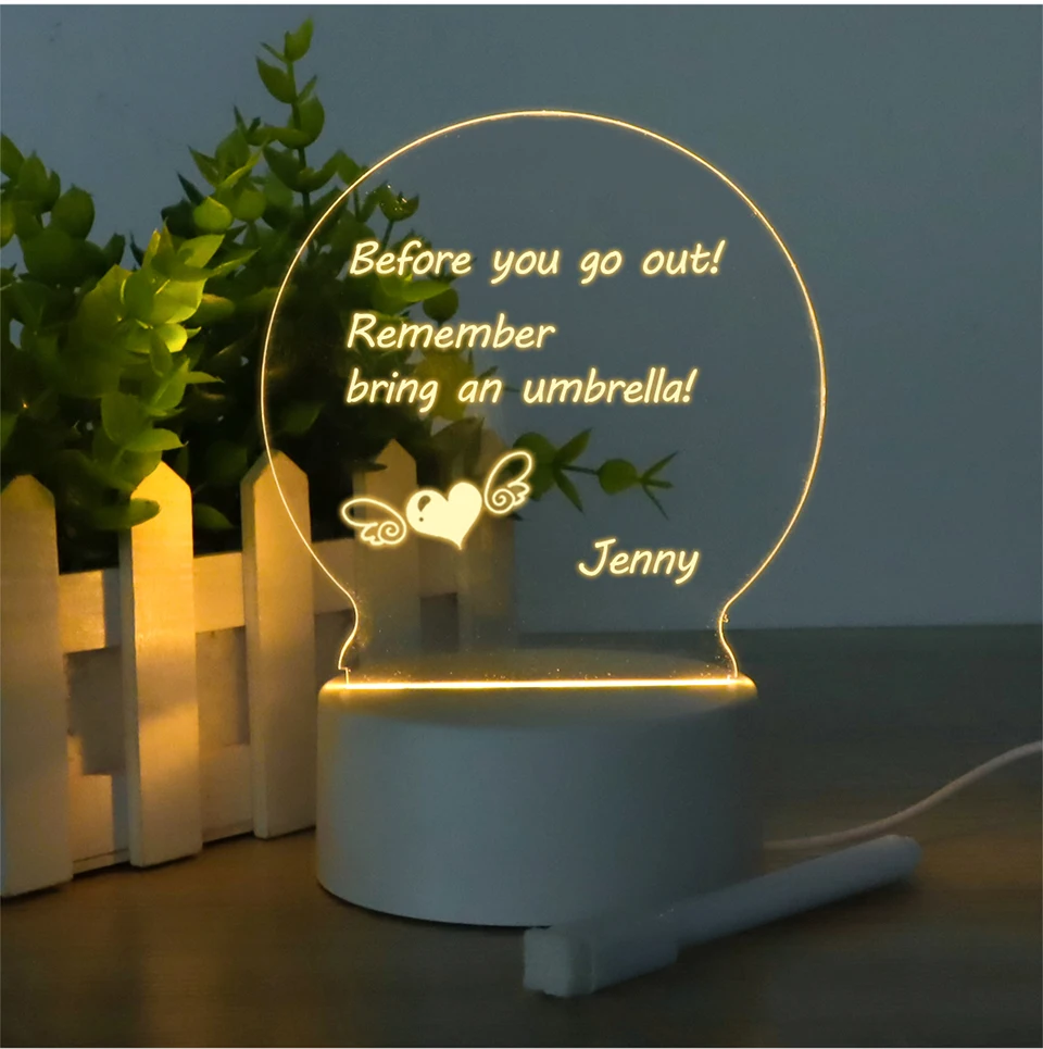 Description Picture 5 of itemHandmade Writing Board Decorative Ornament Acrylic 3D Visual Desk Lamp Creative LED Writing Board Notepad Girlfriend Boys Gift