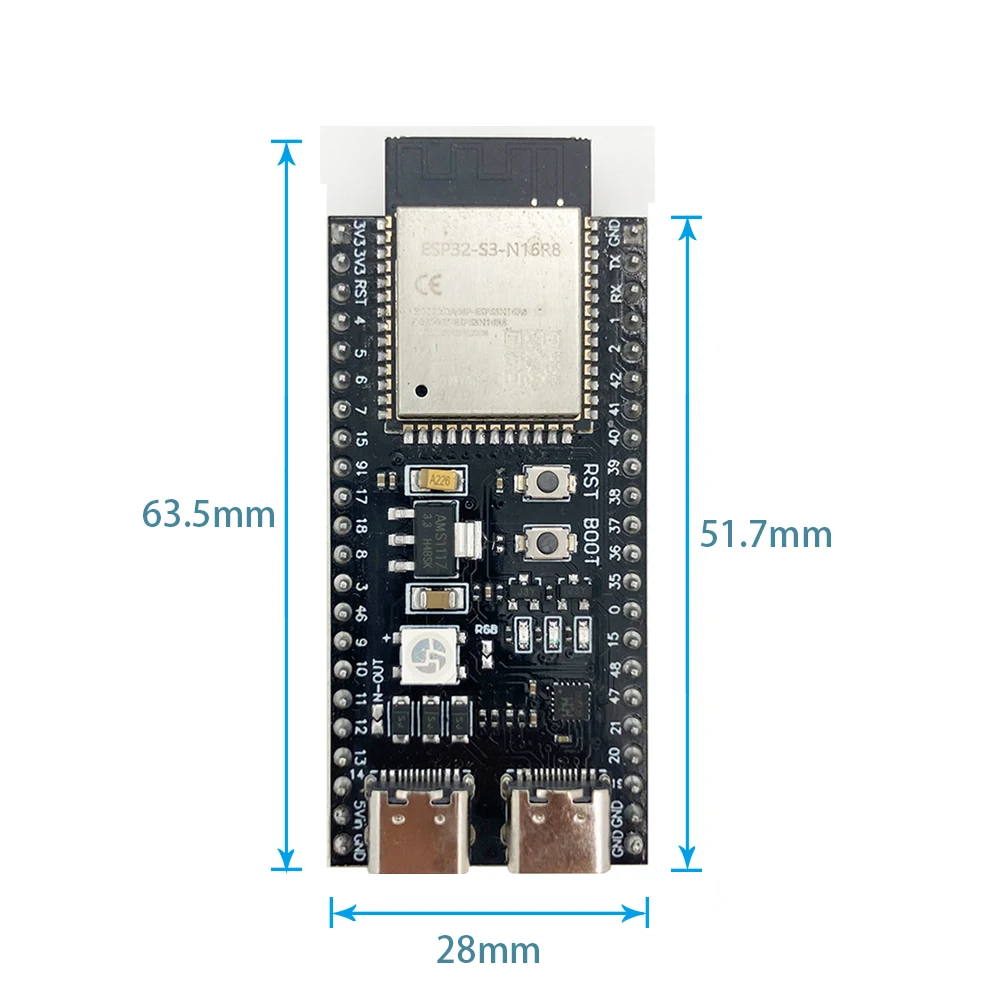 รูปสินค้า ESP32-S3 บอร์ดพัฒนา WiFi+BT สำหรับโปรเจกต์อัจฉริยะ