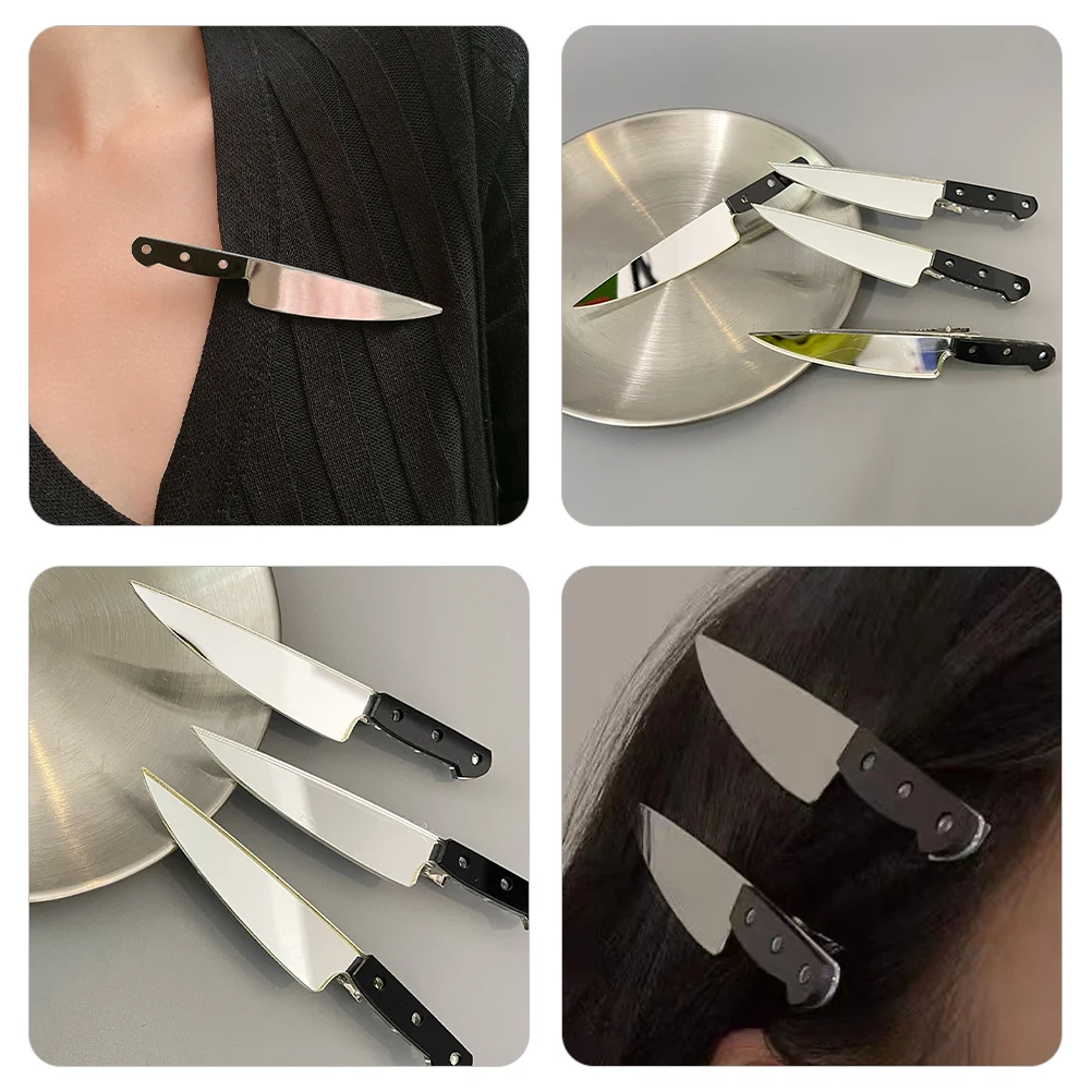 4 Pcs Hair Pins Simulated Knife Forehead Bangs Hairpin Headdress 4pcs (3# Fruit Hairpin) Gothic Accessories Clips Women Girl 3