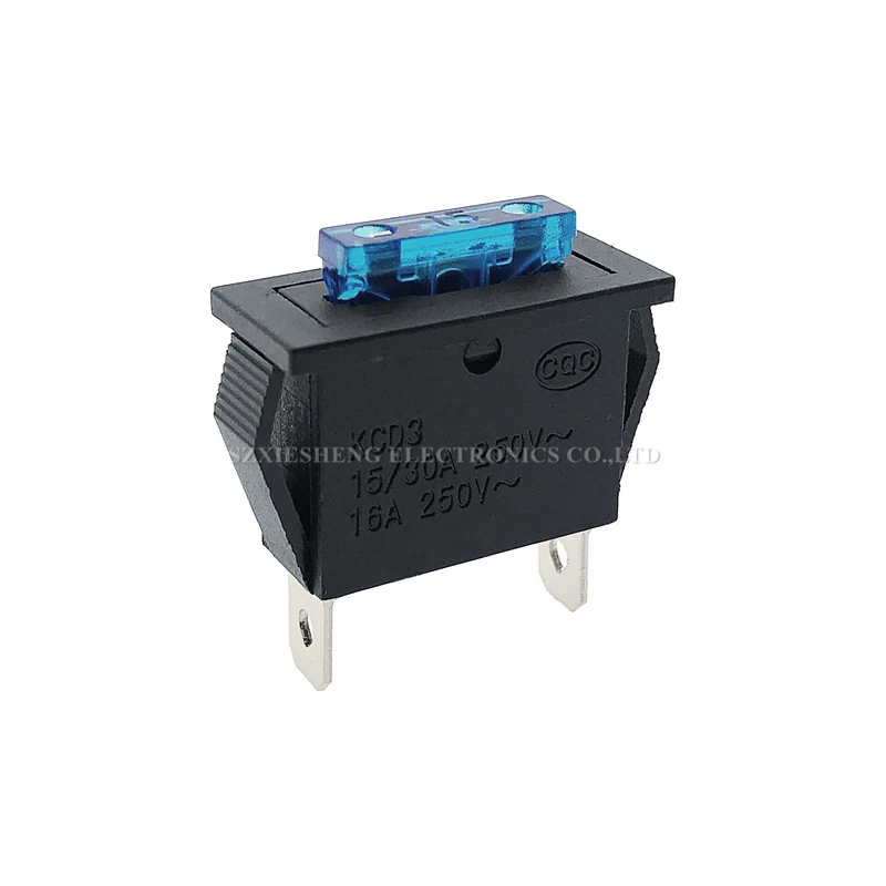 5PCS KCD3 2Pin Medium Automotive Fuse Holder 15A/30A 250V 16A Clamp Embedded Fixed Panel Mounting ATC Blade Standard car fuses