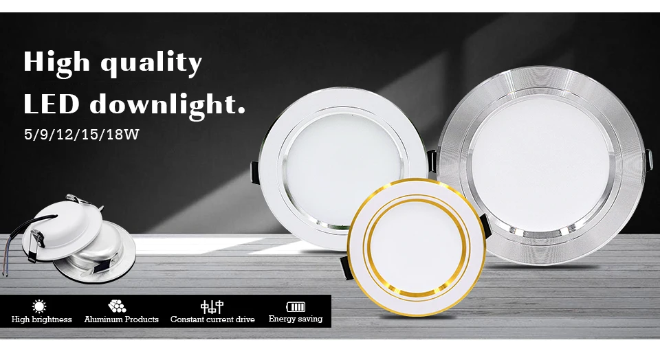 Description Picture 2 of itemLed Downlight 5W 9W 12W 15W 18W Panel Light 110V 220V Recessed Down Light Round Ceiling Light 12V 24V Spotlight Indoor Lighting