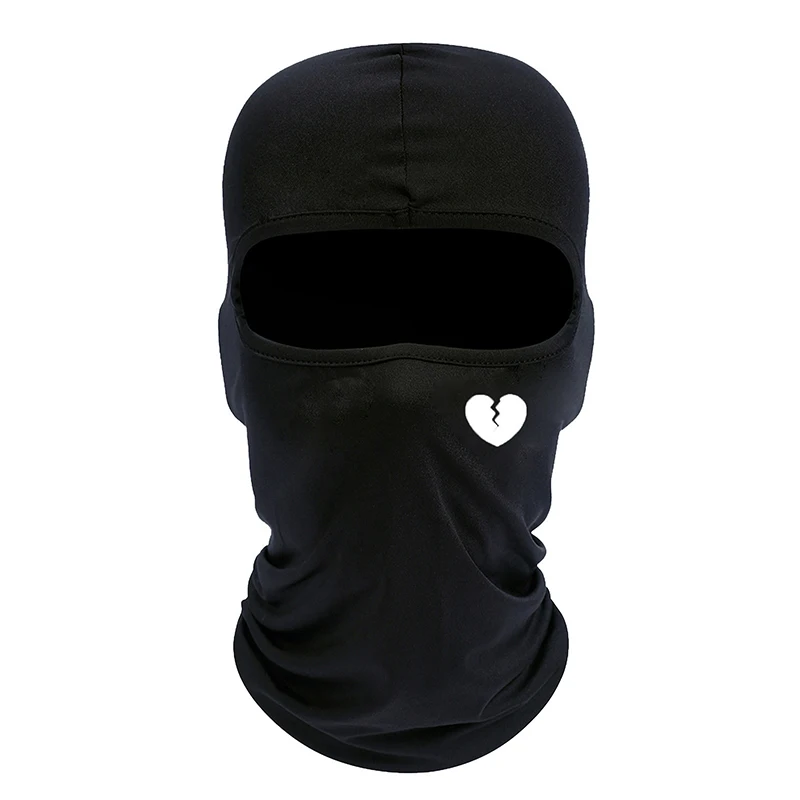Unisex And Windproof Solid Raw Decor Fashion Balaclava Hat With Heart Broken Pattern Autumn And Winter Warm Ski Cold Hat