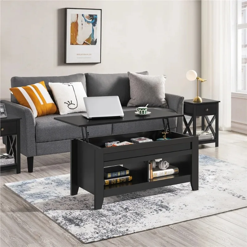 41" Lift Top Coffee Table with 2 Storage Compartments for Living Room, 3