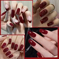 Harunoura Red Series Semi Cured Gel Nail Strips Maroon Gel Polish Nail Stickers Waterproof Long Lasting Stickers for Nails Decor 2