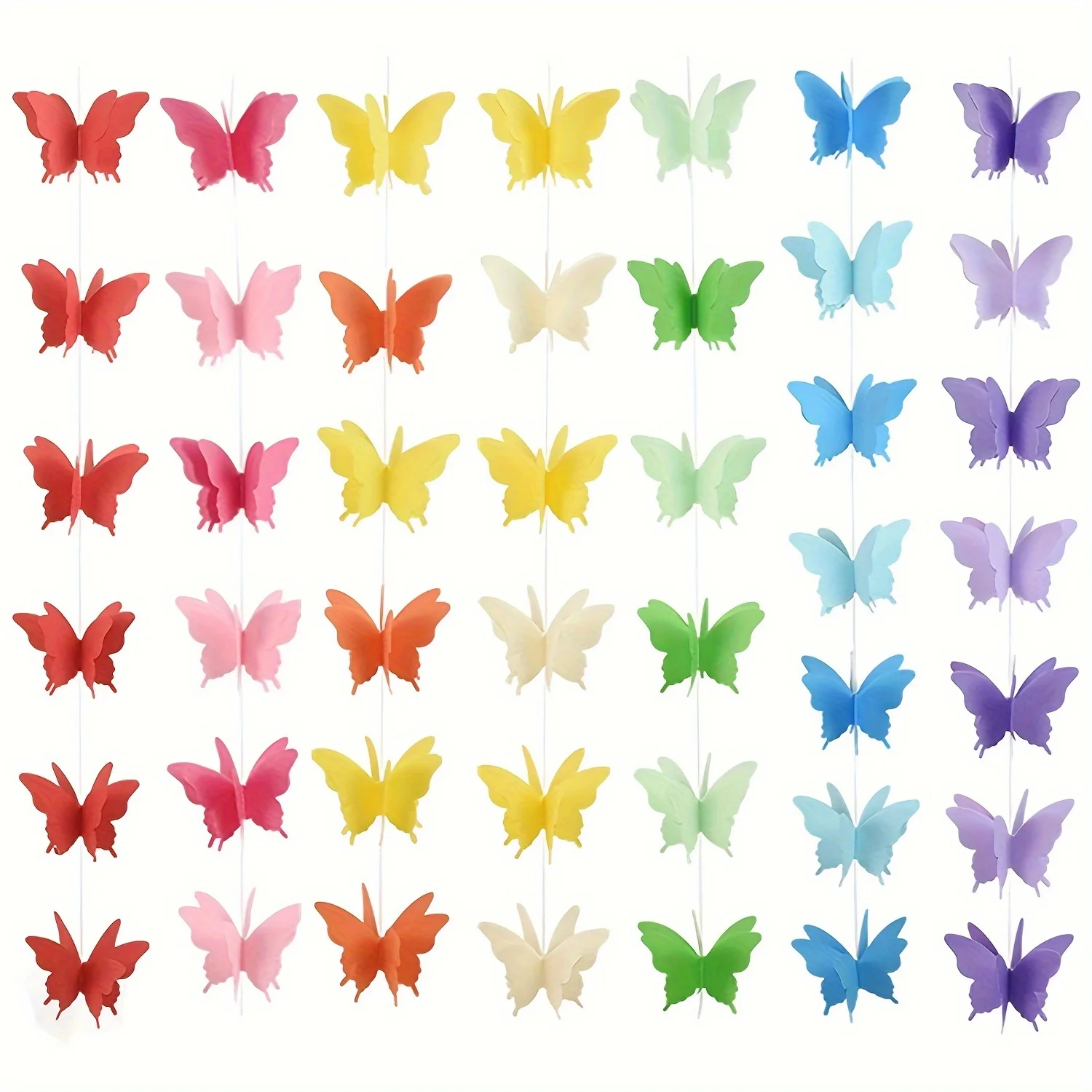 3D-Schmetterlings-Papiergirlande-Banner – bunte Hängedekorationen für Hochzeit, Geburtstag, Decke, Gartenparty im Freien – Rot – Detail 1