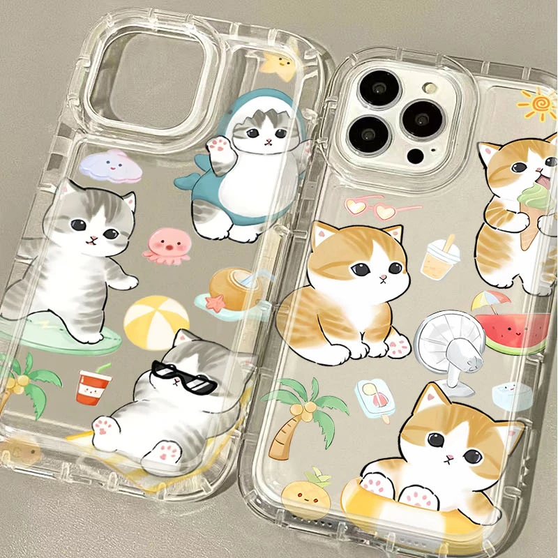 Adorable Cartoon Mofusand Cat Clear Phone Case Cover