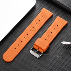 Deluxe Silicone Waterproof Watchband Replacement Strap - 22mm (Orange - steel color)