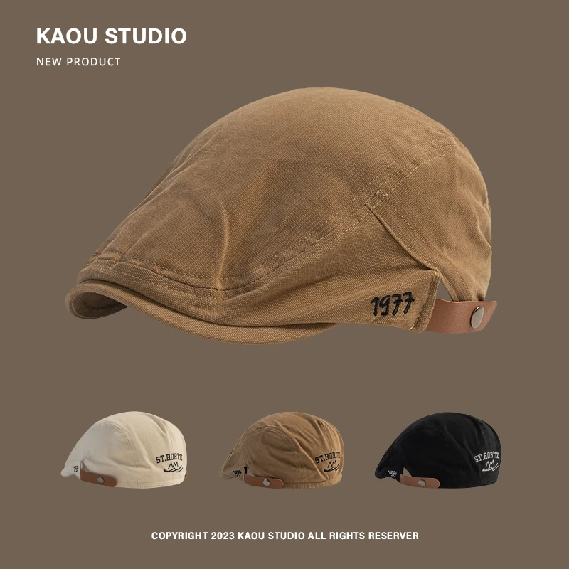 

Retro Advance Hats Fashionable Embroidery Painter Cap Men and Women Newsboy Cap Duckbill Cap