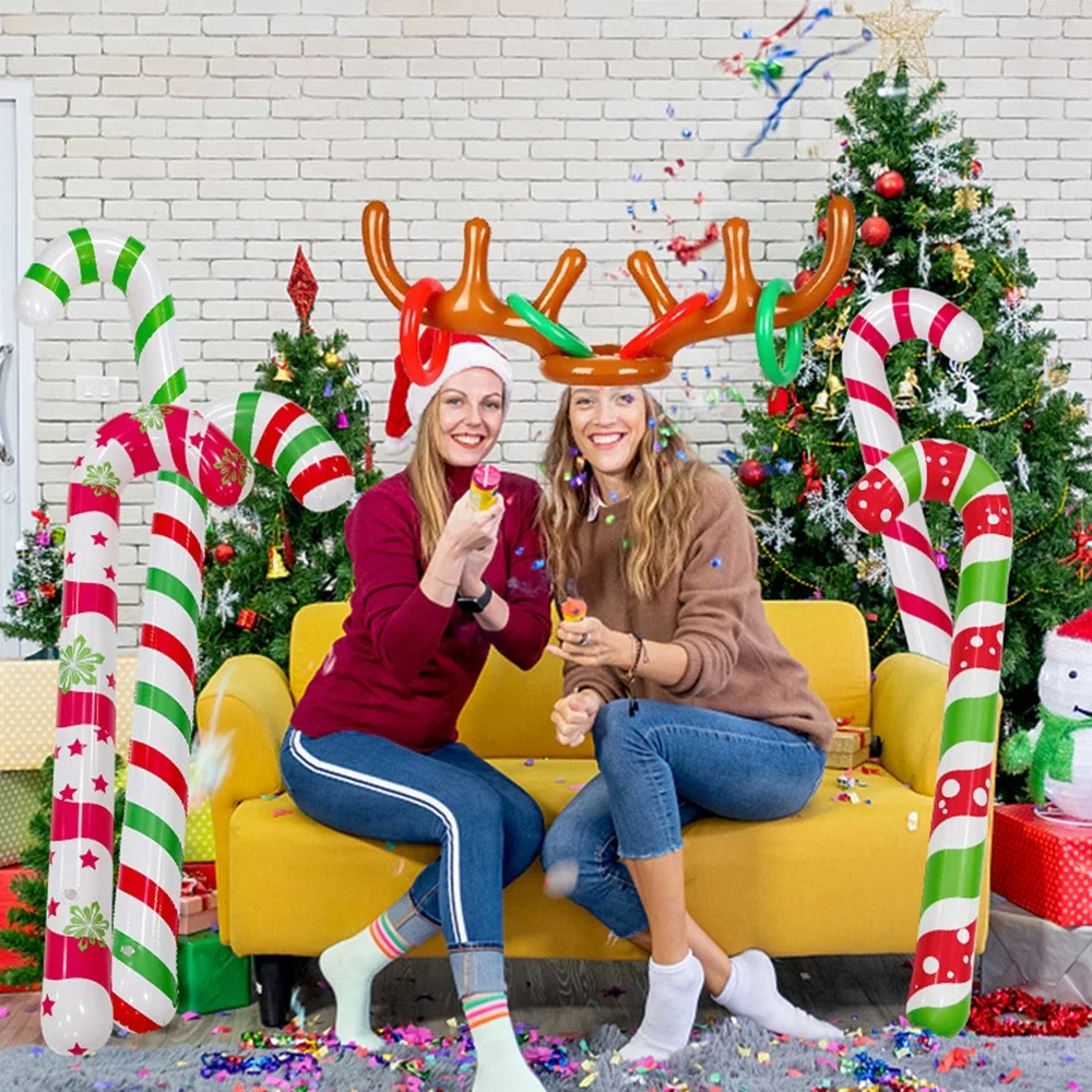 2/4/6Pc Christmas Inflatable Candy Canes Stick Balloons New Year Christmas Holiday Decorations Candy Canes Toy for Outdoor Party 3