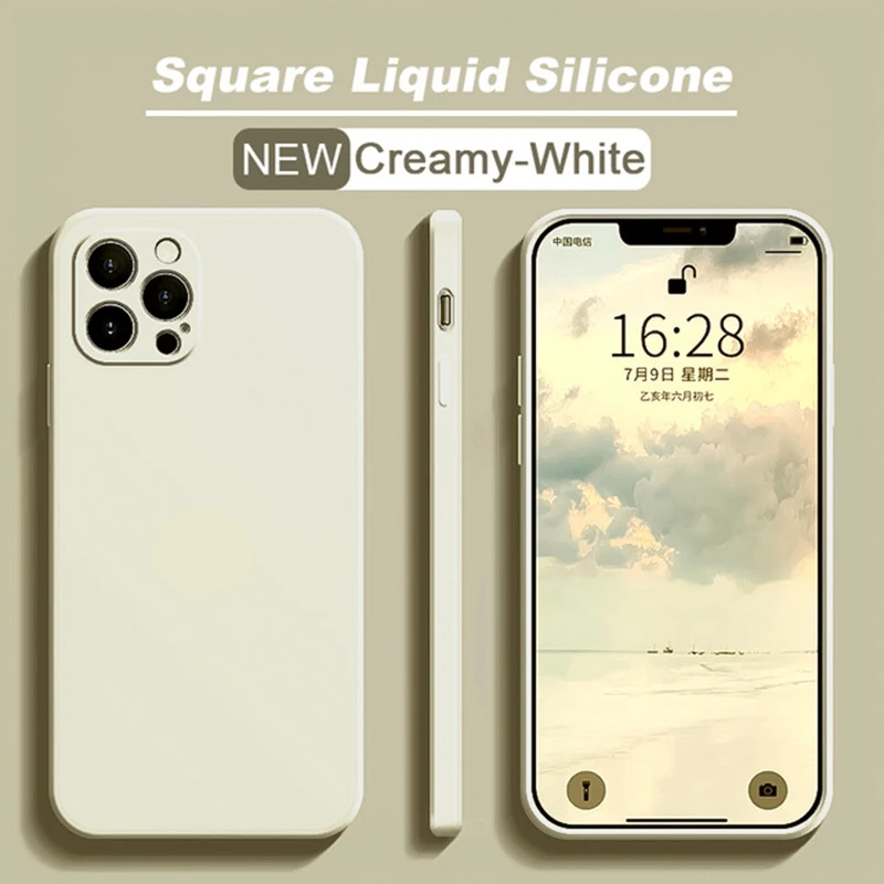 Official Square Liquid Silicone Phone Case - Sleek and Durable Protection Cover