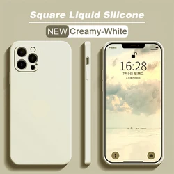 Official Square Liquid Silicone Phone Case - Sleek and Durable Protection Cover for iPhone 12 (New white)