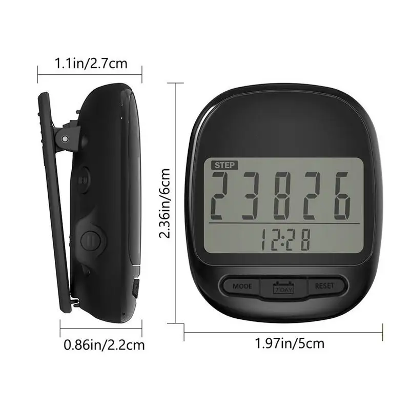 Step Counter Clip On Large Digital LCD Calorie Counter With Clock Function Portable Odometer Fitness Recorder Tracks Steps