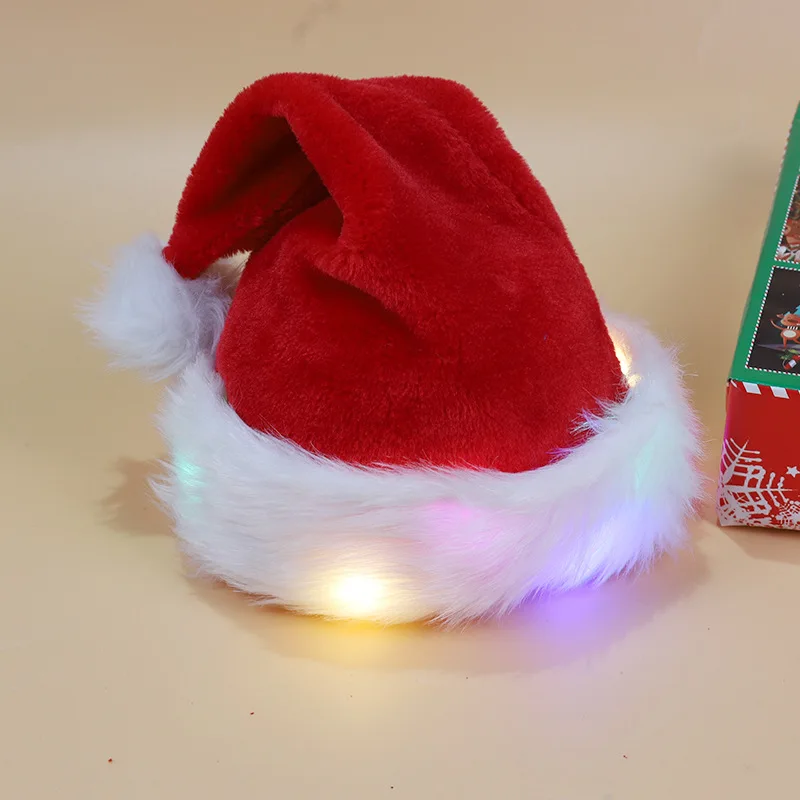 New Christmas Decoration Plush Luminous LED Christmas Hat Santa Claus Hat Gift
