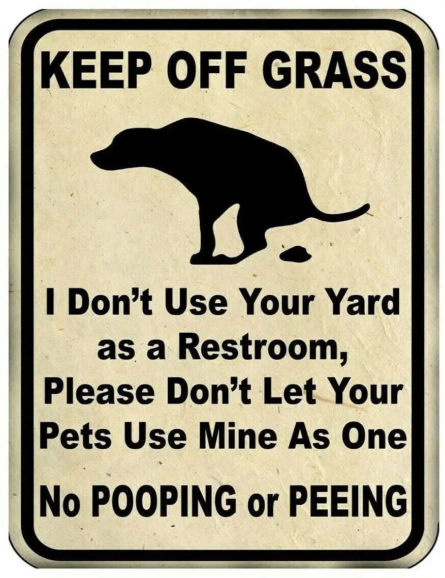 

No Dogs Shitting or Peeing on Lawn Metal Tin Sign, Retro Style Poster for Home Shop Cafe Garage Farmhouse Wall Decor 1