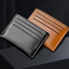 

6 Card Slots Thin PU Leather Mini Wallet Slim Bank Credit Card Holder Men's Business Small ID Case For Men Purse Cash Clip Pouch