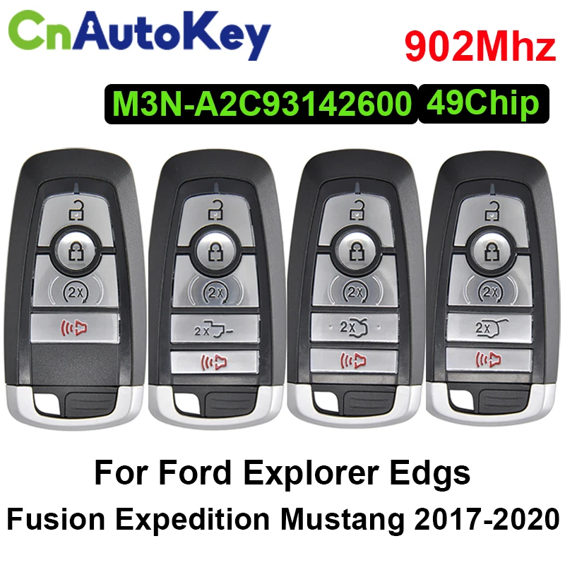 49Chip 902MHz Remote Key For Ford Explorer Edgs Fusion Expedition Mustang 2017-2020 Auto Smart Card Key M3N-A2C93142600