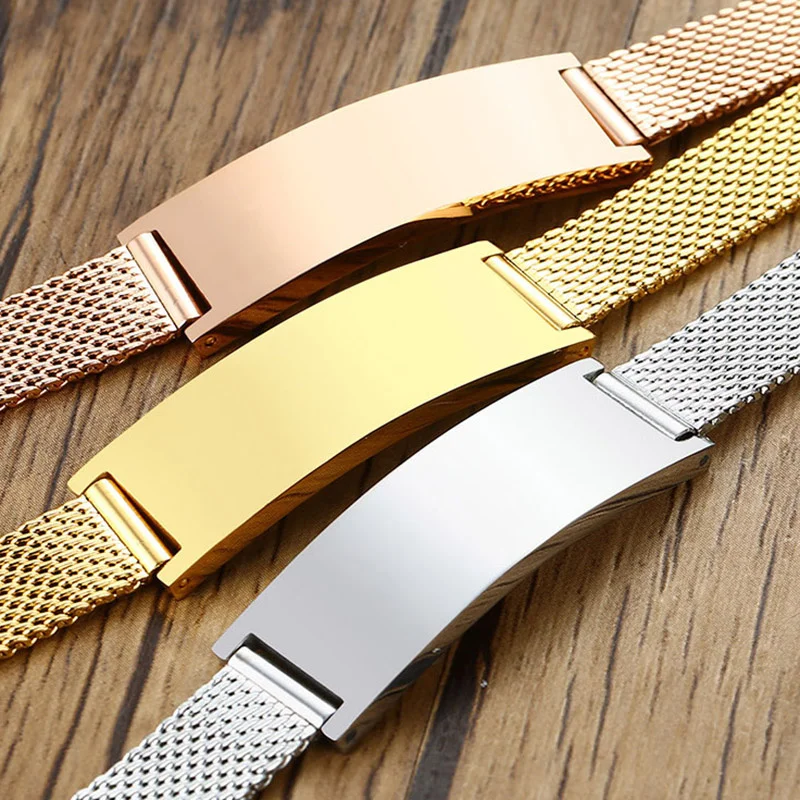 10/16mm Adjustable Stainless Steel Mesh Band Bracelets for Men Women Unisex Casual Jewelry stainless steel bracelet