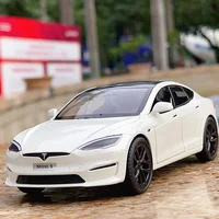 1:24 Tesla Model S  3 Tesla Y Alloy Die Cast Toy Car Model Sound and Light Children's Toy Collectibles Birthday gift 1