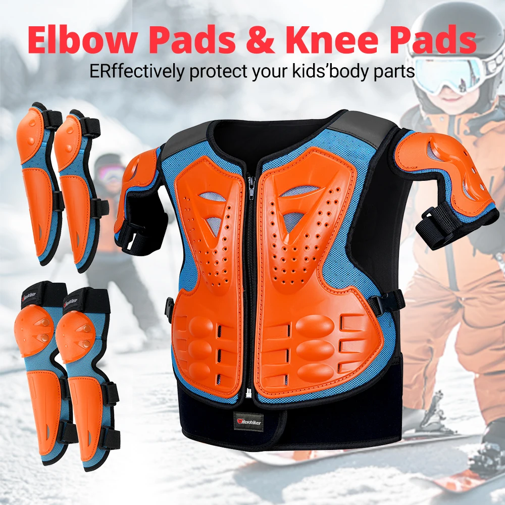 Motorcycle Armor Motorcycle Body Armor Body Protector Motorcycle Jackets HEROBIKER Kids Armor Jacket Spine Chest Protection Equipment Motocross Skateboard Moto Jacket Motorcycle Gear Moto Kids Armor