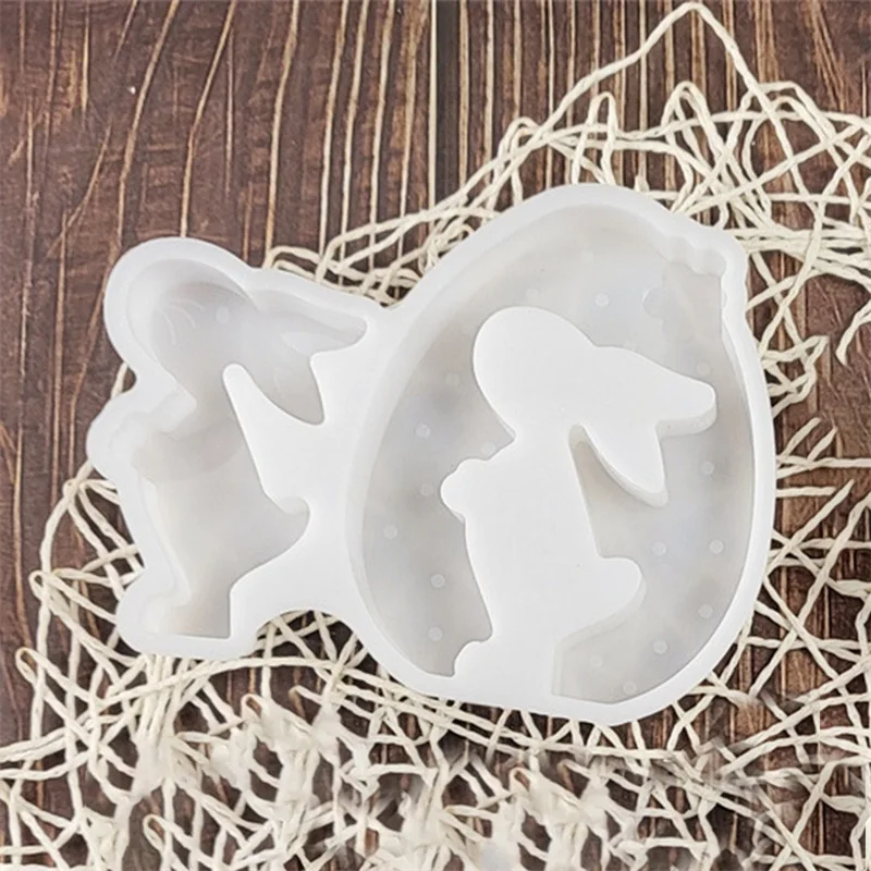 Easter Silicone Molds Safe Bunny Easter Egg Shaped Easter Molds for Cake Ice Cube Candy Jelly Chocolate Soap Cement