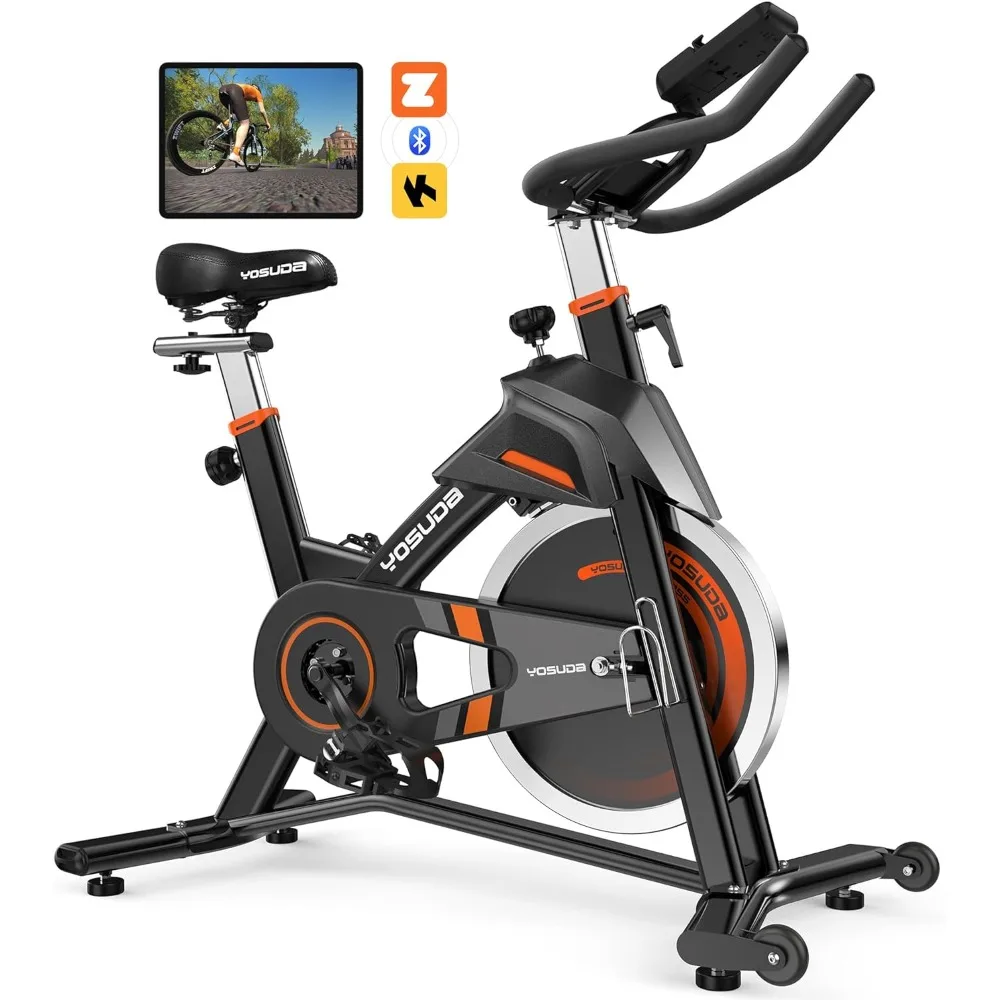 

Spin Bike, Indoor Stationary Exercise Bike - Home Gym Exercise Bike, Comfortable Seat Cushion, Silent Belt Drive, iPad Stand